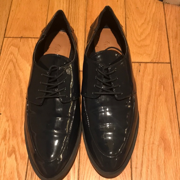 Blue patent Zara Oxfords - Picture 1 of 3